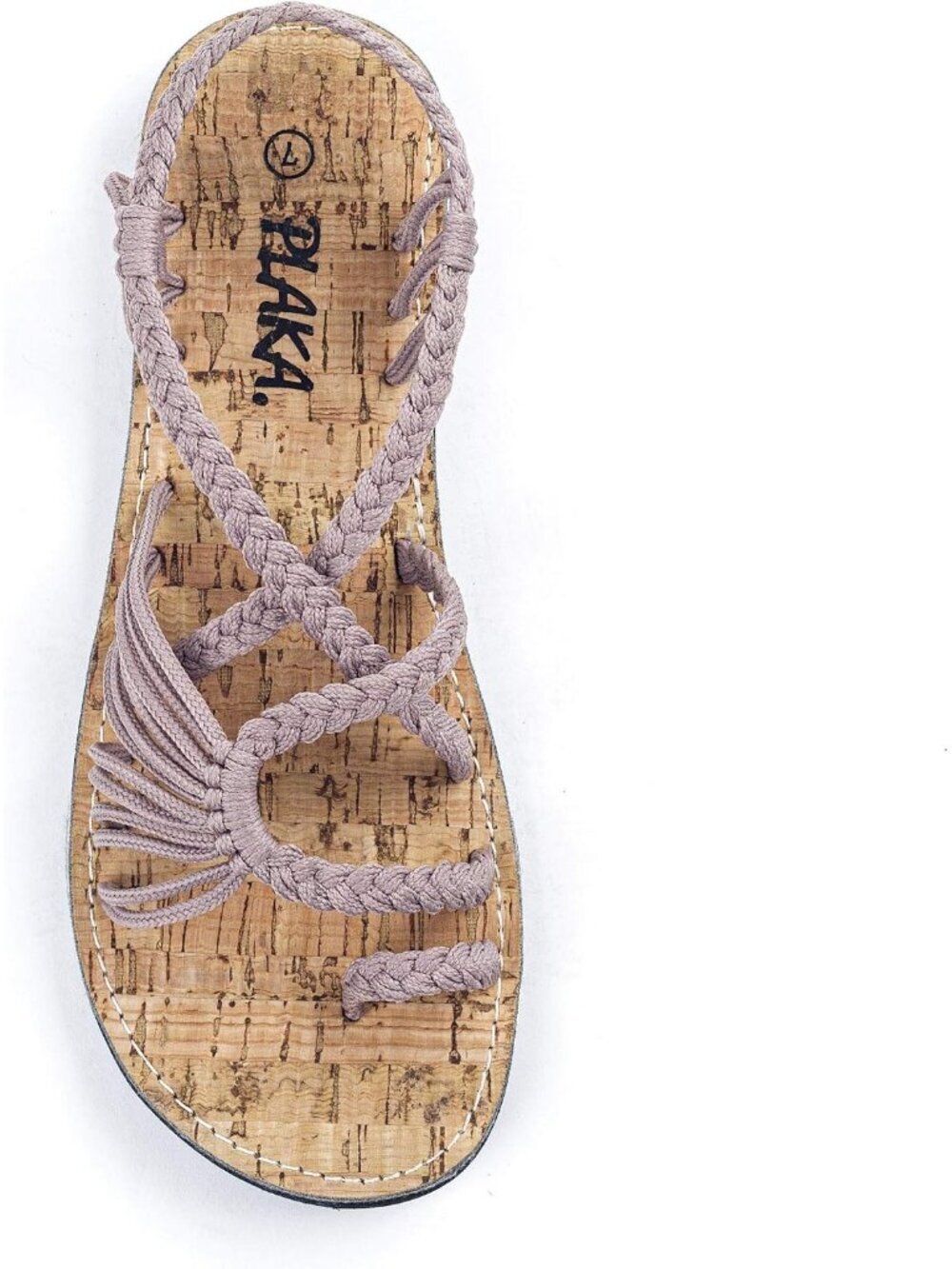 Women's Tan Comfortable Palm Leaf Herringbone Rubber Slip On Flat Sandal Shoes